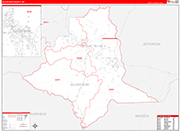 Silver Bow County Wall Map Red Line Style
